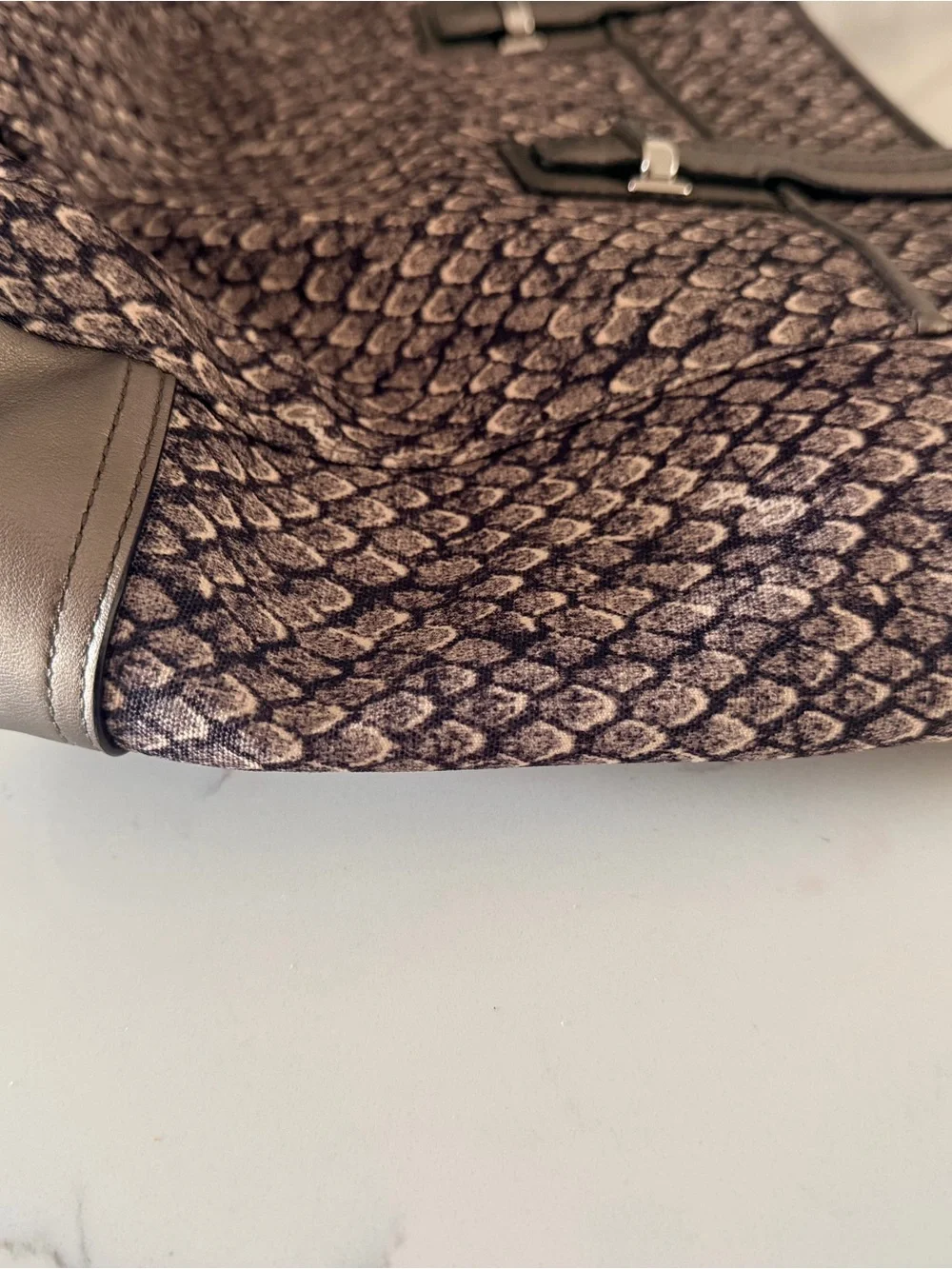 Coach Taylor Alexis Caryall Satchel - Gunmetal Grey Snake Print